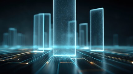 Futuristic Data Grid Represents Blockchain Technology Digital Information