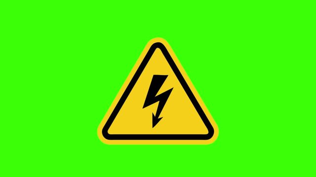 a flat-style vector icon of a black lightning bolt inside a yellow warning triangle, no background.
