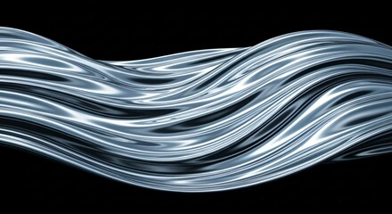 Dynamic silvery chrome wave adds a modern, futuristic touch to designs and branding elements beautifully