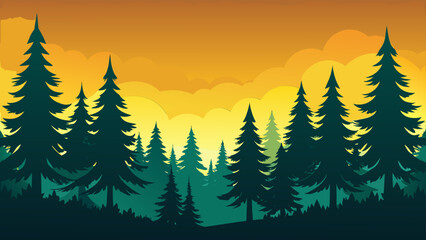 Winter forest tree border vector design
