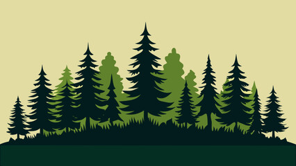 Minimal pine forest border vector artwork