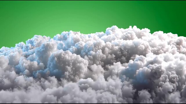 Rolling cloud bank over clean chroma-key green background