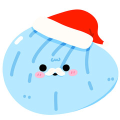 Kawaii Santa Shell Holiday Sea Creatures Illustration Coastal Christmas Festive Shell