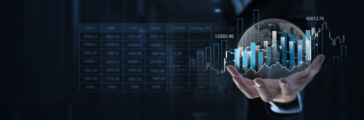 Business analysis, finance analyst analyzing sales data and financial growth graph chart report. Business planning, strategy and development. Financial accounting. market research, data analysis