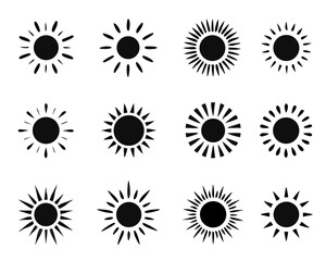 suns icon collection on white background, sun symbol. vector Illustration