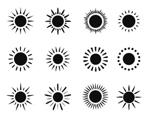 suns icon collection on white background, sun symbol. vector Illustration
