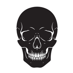 Fototapeta premium Black human skull silhouette vector illustration isolated on white.