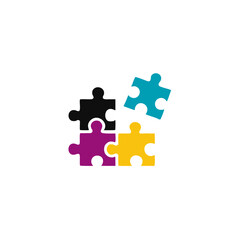 Fototapeta premium Puzzle vector icon illustration. Isolated on white