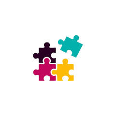 Fototapeta premium Puzzle vector icon illustration. Isolated on white