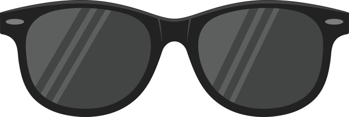 Wayfarer sunglasses vector, black frame with dark lenses, classic fashion accessory illustration for summer, print, merchandise, branding, style