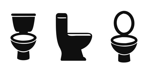 Toilet bowl icon set, isolated on white vector Illustration