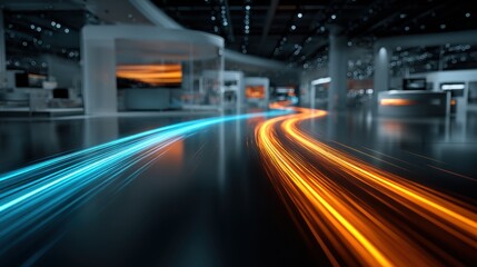 Obraz premium Modern Data Flow Digital Transformation Analytics Futuristic Infrastructure