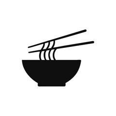 Ramen noodle soup bowl with and chopsticks icon in flat style,,ramen isolated on white background, vector icon for food business concept
