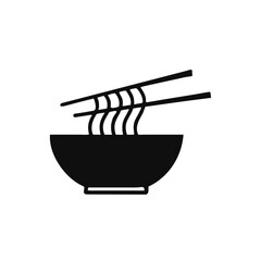 Ramen noodle soup bowl with and chopsticks icon in flat style,,ramen isolated on white background, vector icon for food business concept