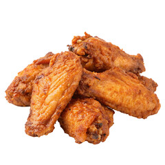 Heap of delicious fried chicken wings, isolated on transparent background