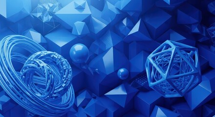 Abstract Blue Geometric Shapes and Structures Background