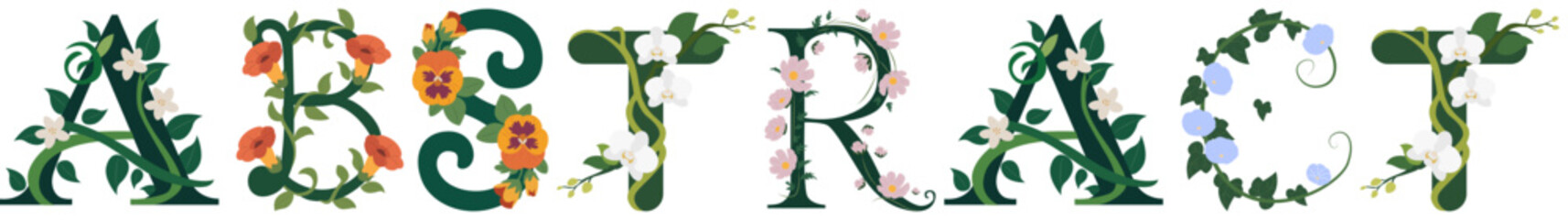 ABSTRACT, Botanical Letter Art Vector Collection