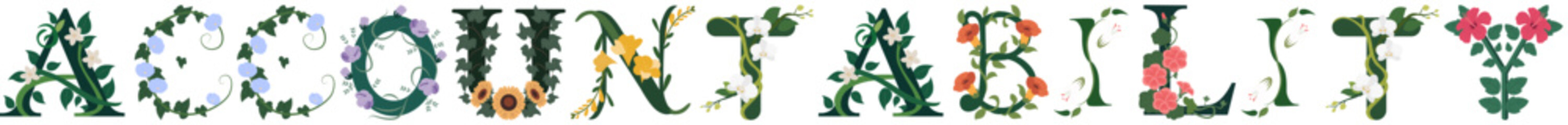 ACCOUNTABILITY, Stylish Botanical Alphabet Typography