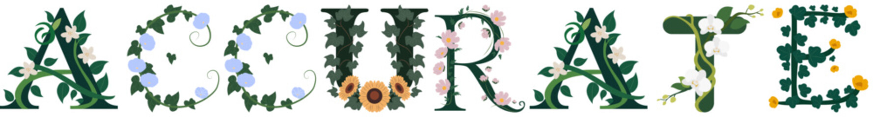 ACCURATE, Artistic Botanical Letter Vector Print