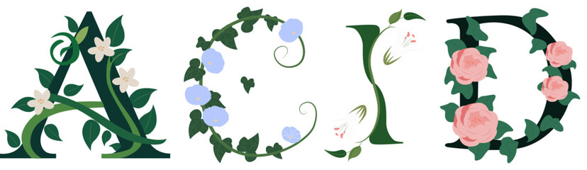 ACID, Floral Alphabet Vector Art Design