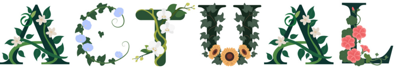 ACTUAL, Creative Floral Typography Monogram