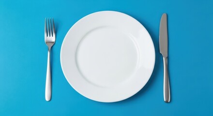Modern Flat Lay of Dinner Plate Setting with Minimalist Aesthetics