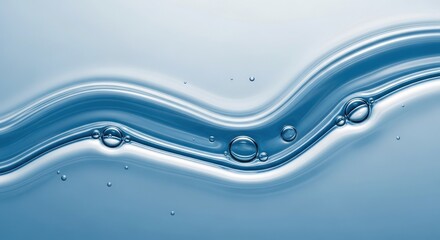 Rippling wave of translucent blue water with scattered air bubbles