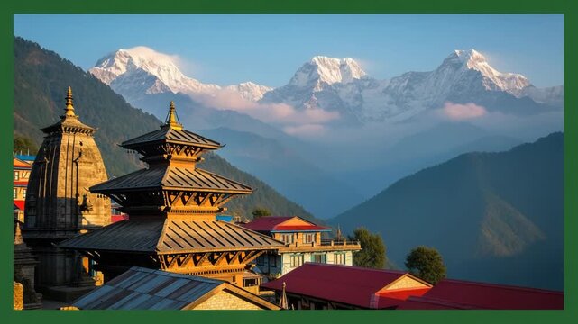 Poon hill, nepal majestic himalayan peaks and traditional architecture