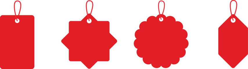 Set of red ribbon isolated background. Discount labels, price tag abs sale labels.