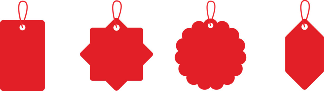 Set of red ribbon isolated background. Discount labels, price tag abs sale labels.