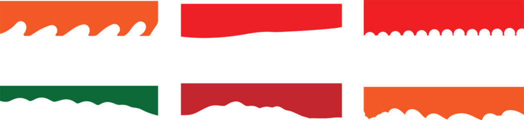 set of red Border shape for website design. Web divide and Border template. Web top and bottom decoration. 