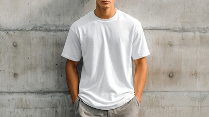 Blank oversized white t shirt mockup for lifestyle photography casual streetwear apparel template front view with copy space minimal background for branding print on demand and ecommerce
