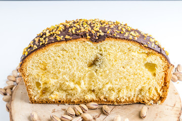 Italian artisan panettone stuffed with pistachio