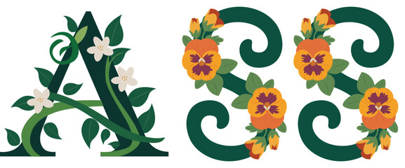 ASS, Elegant Floral Typography Alphabet