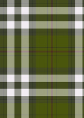 Seamless green plaid fabric texture with a geometric checkered design for a tartan textile pattern or wallpaper backdrop