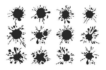 Ink Splatter Vector Set — Black Paint Drops and Grunge Splashes Collection