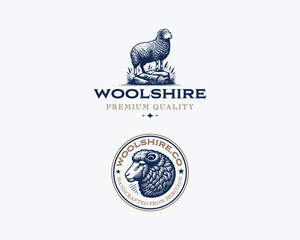 wool sheep farm livestock logo template