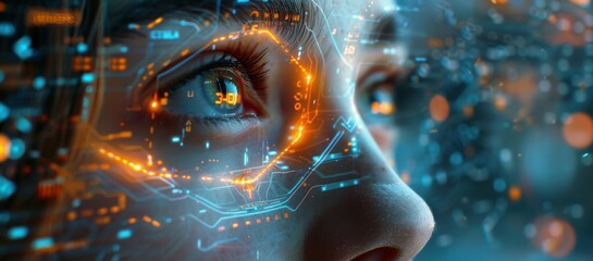 Digital Human Interface Connection Circuit Design Overlay Futuristic Machine