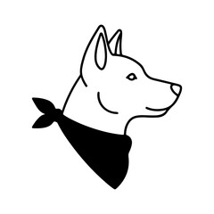 Dog head with bandana with transparent background