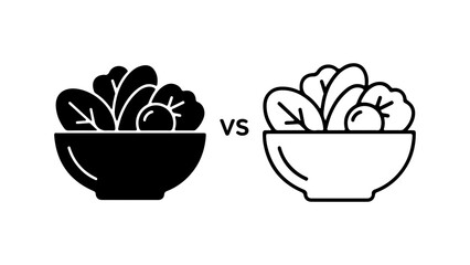 Salad bowls comparison with transparent background