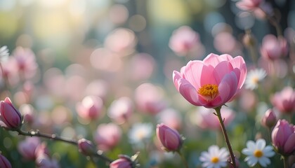 "Soft Spring Holiday Background with Gentle Blur Effect and Pastel Seasonal Colors"