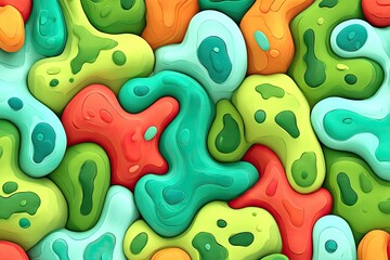 Colorful, abstract, smooth organic shapes, with shadows and depths