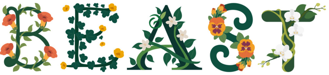 BEAST, Botanical Alphabet Printable Design