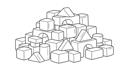 Colorful Building Blocks Ready for Preschool Playtime Educational Coloring Sheet