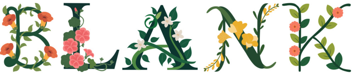 BLANK, Floral Letter Vector Typography Art