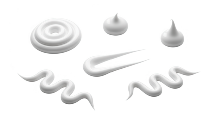 White Cream Swirls Drops And Lines On Black Background