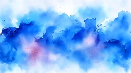 Obraz premium Abstract watercolor artwork featuring shades of blue and soft brush strokes with hints of pink