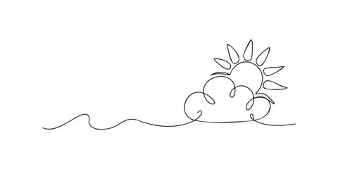 Obraz premium Sun and Cloud Continuous Line Drawing