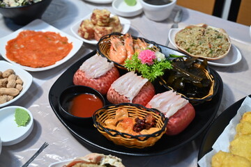 Korean style raw fish. Sashimi