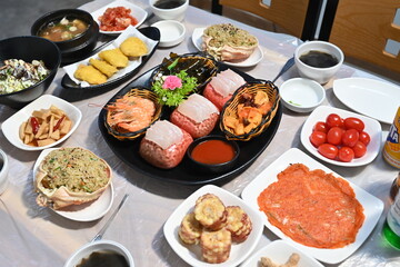 Korean style raw fish. Sashimi